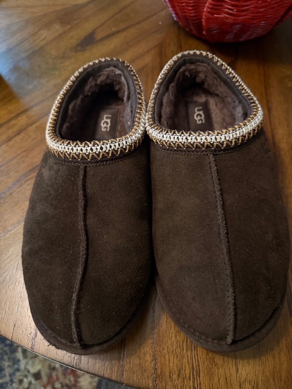 UGG Men's Dark Brown Suede Slip-On Loafers with Braided Trim - Picture 3 of 3